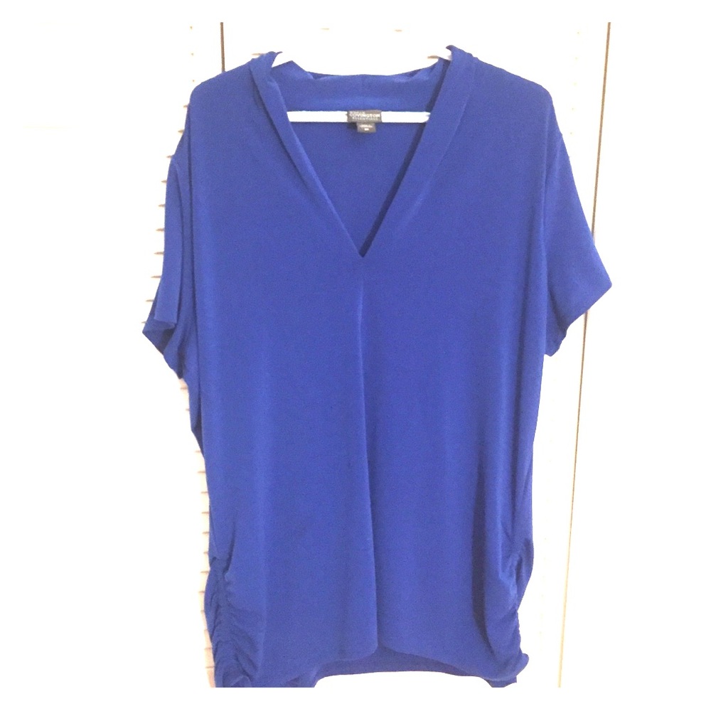 Covington Plus 3X Royal Blue V-Neck Side Tie Top